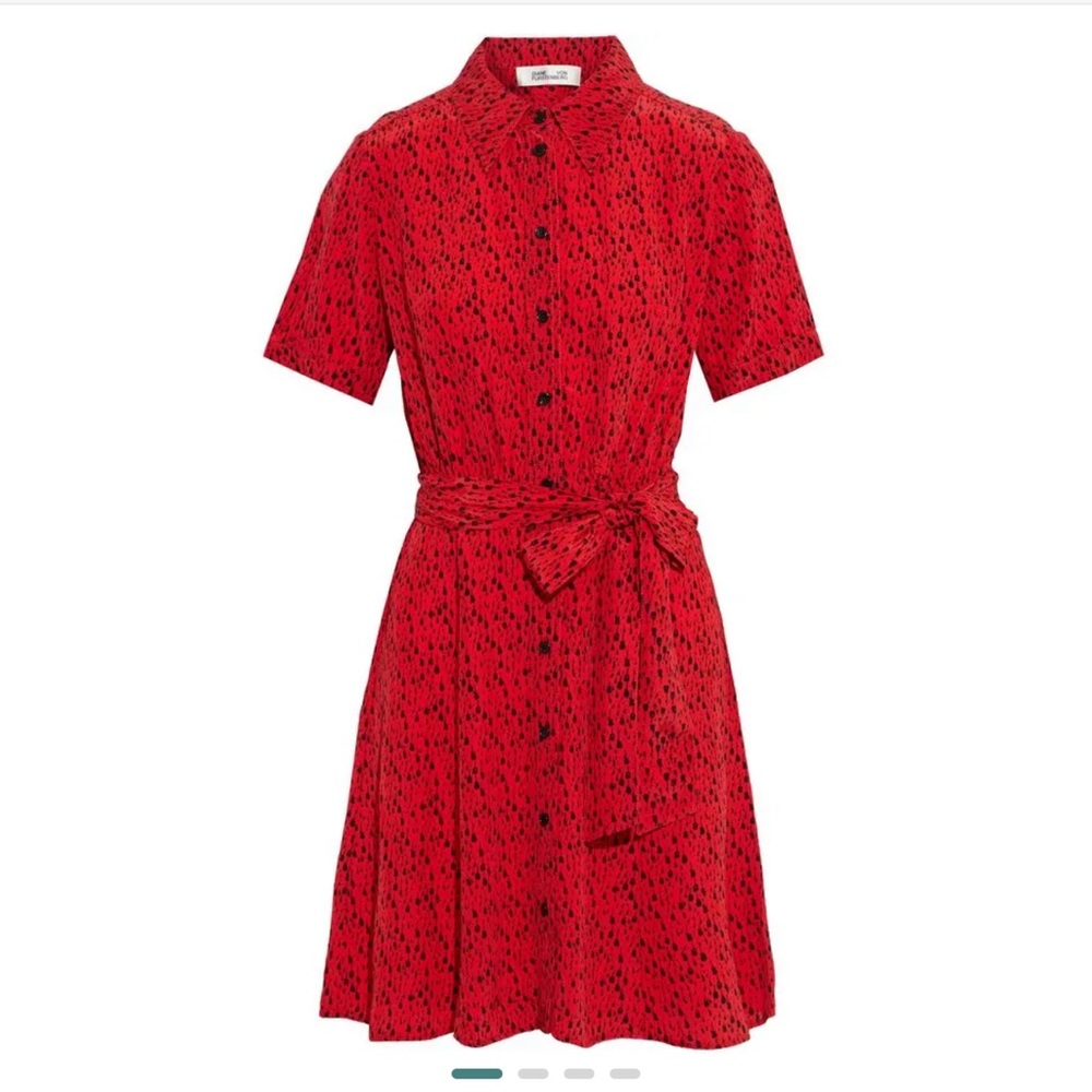 DVF Red Shirtdress | size, small